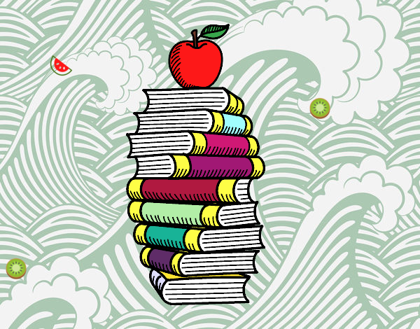 Libros y manzana