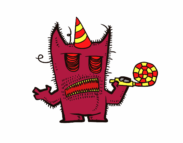 Monstruo celebrando su cumpleaños