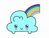 Nube con arco iris kawaii