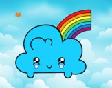 Nube con arco iris kawaii