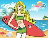 Barbie con tabla de surf