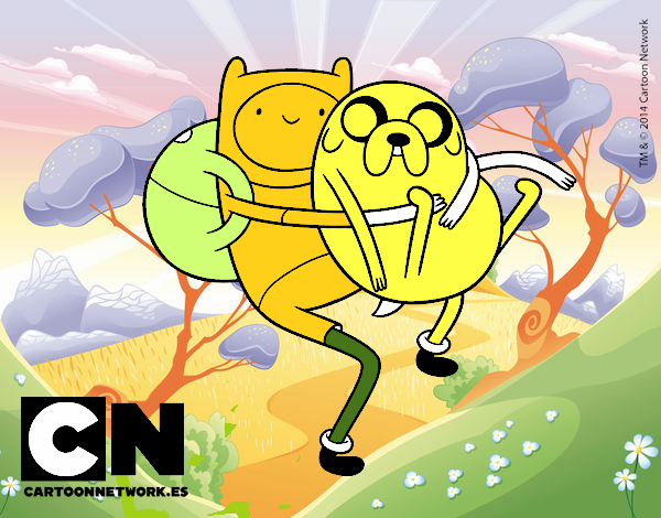 Finn y Jake abrazados