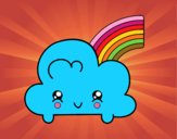 Nube con arco iris kawaii