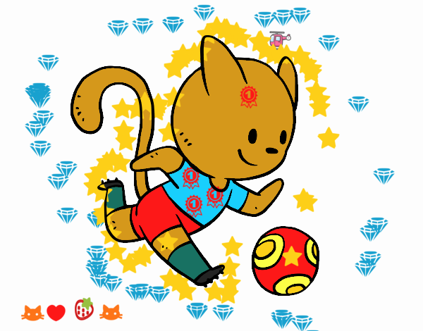 Gato jugando a fútbol