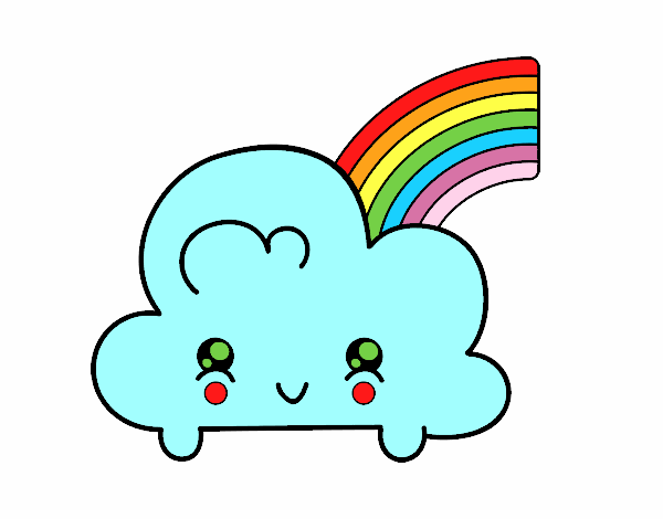 Nube con arco iris kawaii