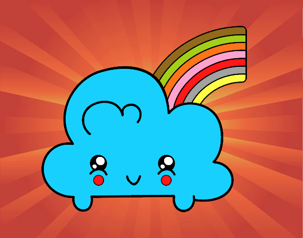 Nube con arco iris kawaii