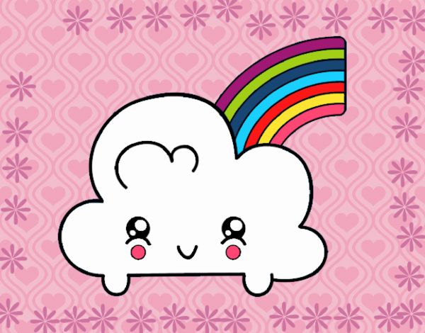 Nube con arco iris kawaii