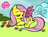 Fluttershy con un conejito