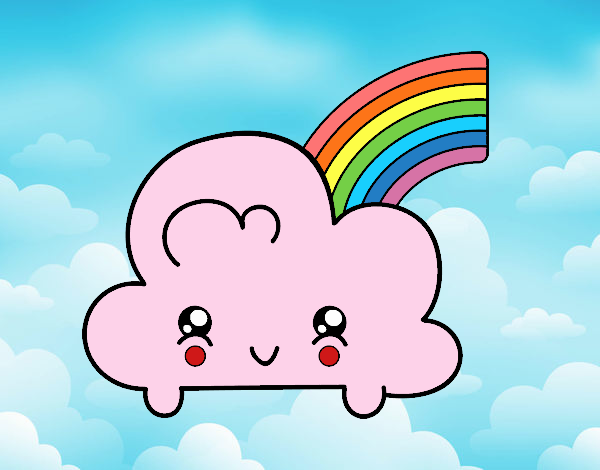 Nube con arco iris kawaii