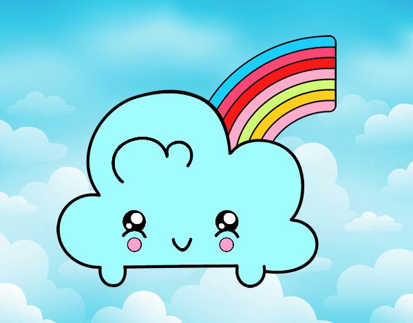 Nube con arco iris kawaii