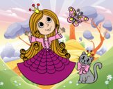 Princesa con gato y mariposa