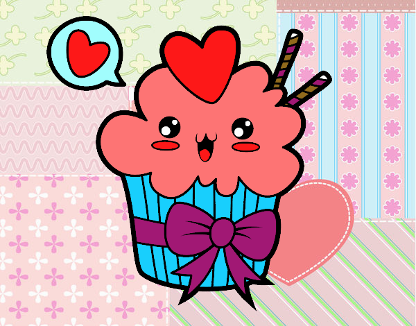 Cupcake kawaii con lazo