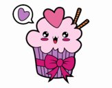 Cupcake kawaii con lazo