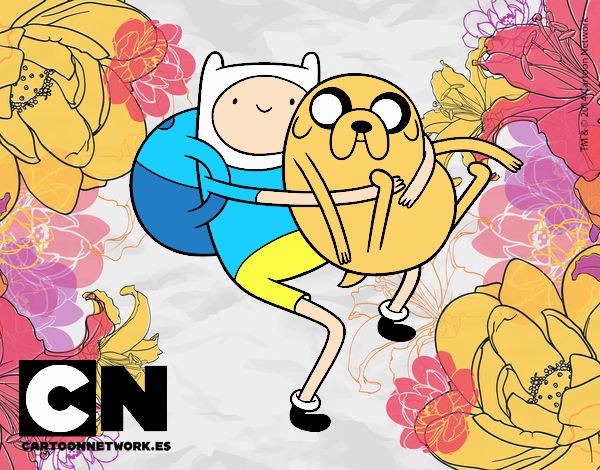 Finn y Jake abrazados