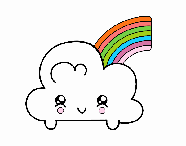 Nube con arco iris kawaii