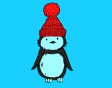 Pingüino con gorro de invierno