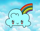 Nube con arco iris kawaii