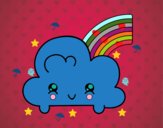 Nube con arco iris kawaii