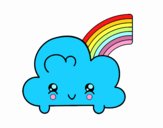 Nube con arco iris kawaii