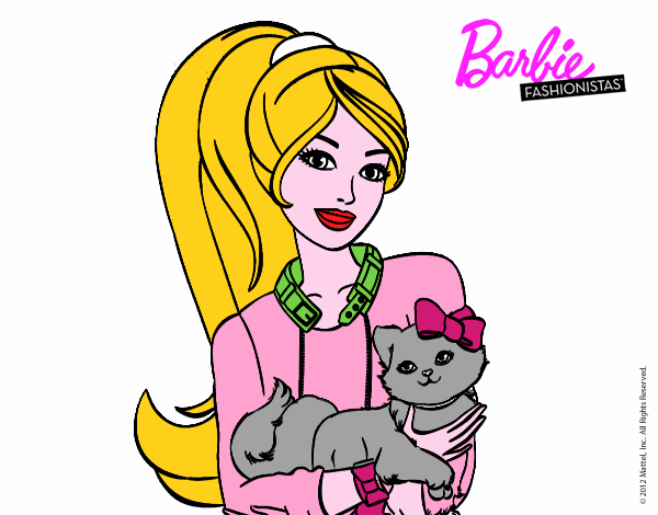 Barbie con su linda gatita