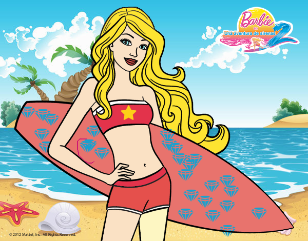 Barbie con tabla de surf