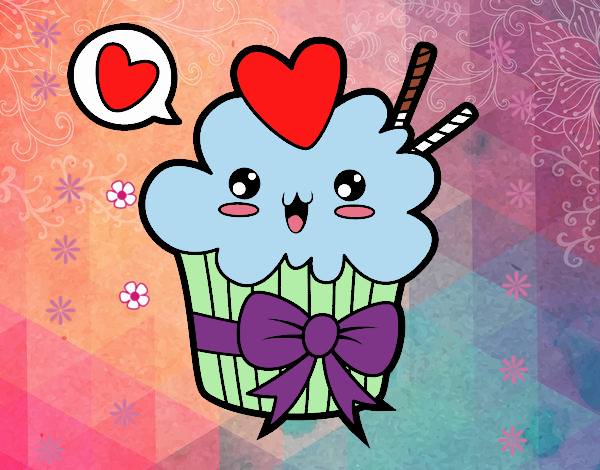 Cupcake kawaii con lazo