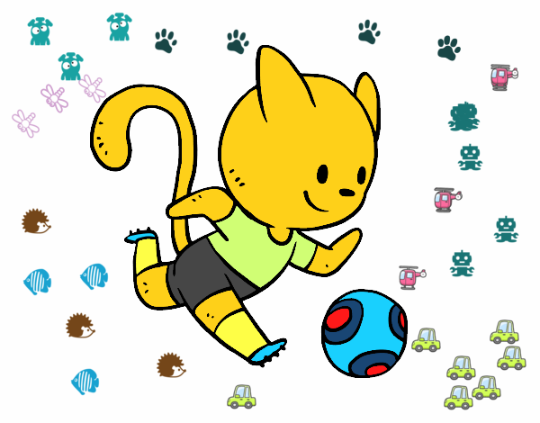 Gato jugando a fútbol