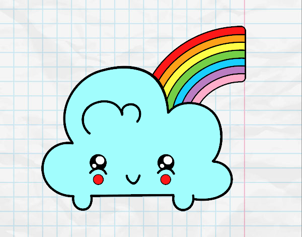 Nube con arco iris kawaii