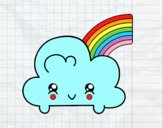 Nube con arco iris kawaii