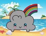 Nube con arco iris kawaii