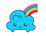 Nube con arco iris kawaii