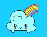 Nube con arco iris kawaii