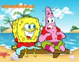 Bob Esponja y Patricio en bañador