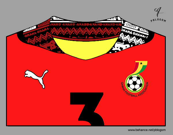 Camiseta del mundial de fútbol 2014 de Ghana