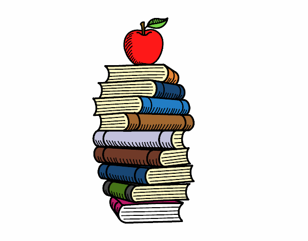 Libros y manzana