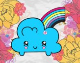 Nube con arco iris kawaii