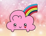 Nube con arco iris kawaii