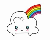 Nube con arco iris kawaii