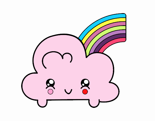 Nube con arco iris kawaii