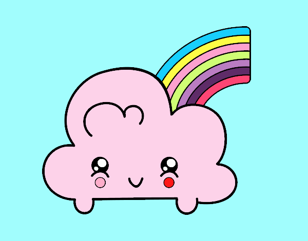 Nube con arco iris kawaii