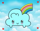 Nube con arco iris kawaii