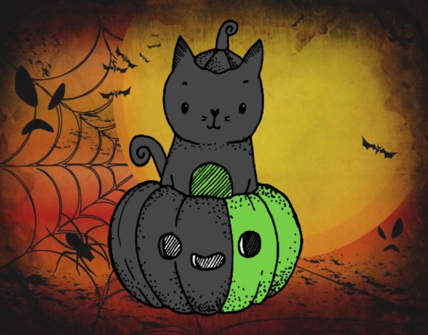 Un gatito de Halloween