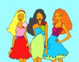 Barbie y sus amigas vestidas de fiesta