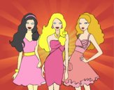 Barbie y sus amigas vestidas de fiesta