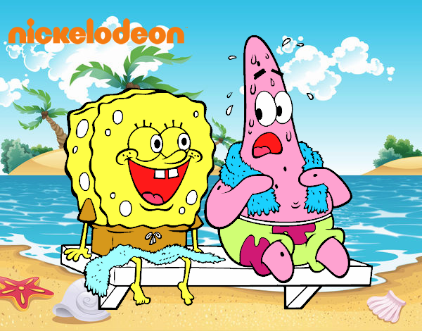 Bob Esponja y Patricio en bañador