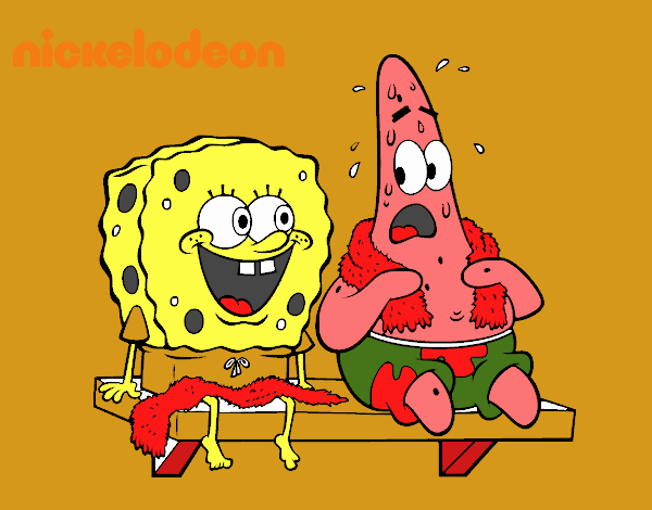 Bob Esponja y Patricio en bañador