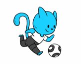 Gato jugando a fútbol