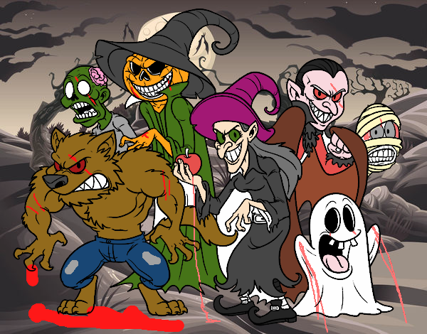 Dibujo de Monstruos de Halloween pintado por en  el día 09-10-19  a las 22:58:45. Imprime, pinta o colorea tus propios dibujos!