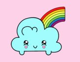 Nube con arco iris kawaii