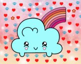 Nube con arco iris kawaii